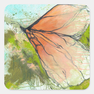 Sticker Carré Papillon Monarque Abstrait