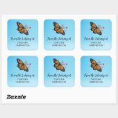 Sticker Carré Papillon Monarque Orange Joli Sky Blue Plaque (Feuille)