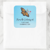 Sticker Carré Papillon Monarque Orange Joli Sky Blue Plaque (Sac)