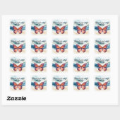 Sticker Carré Papillon Monarque Orange Rustique avec Citation (Feuille)