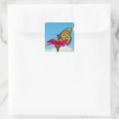 Sticker Carré Papillon monarque sur une fleur (Sac)