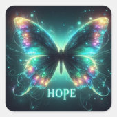 Sticker Carré Papillon multicolore radiant représentant l'espoir (Devant)