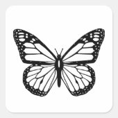 Sticker Carré Papillon Noir et Blanc (Devant)