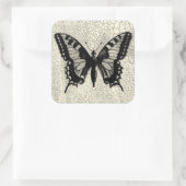 Sticker Carré Papillon noir et blanc sur Arrière - plan fissuré (Sac)