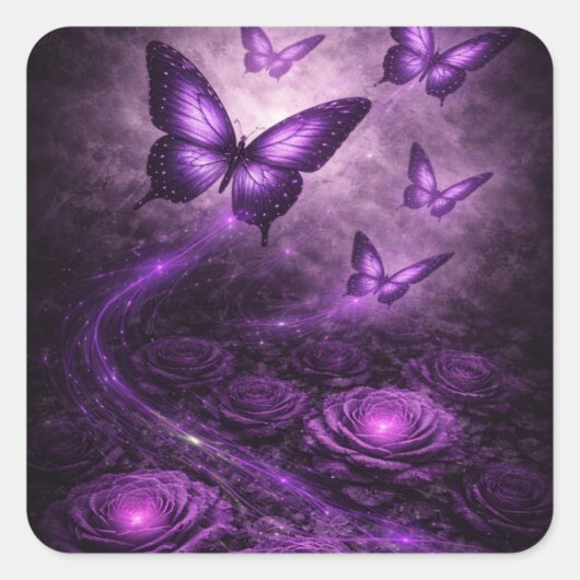 Sticker Carré Papillon Pourpre – Collection Dark Bloom (Devant)
