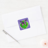 Sticker Carré Papillon pourpre, Points verts, Astrologie (Enveloppe)