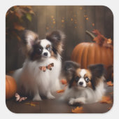 Sticker Carré Papillon Puppy Automne Citrouille de plaisir (Devant)