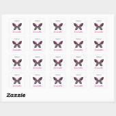 Sticker Carré Papillon rose chaud alimentation scolaire personna (Feuille)