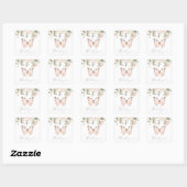 Sticker Carré Papillon rose floral Merci d'anniversaire (Feuille)