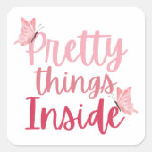 Sticker Carré Papillon rose Jolies choses à l'intérieur (Devant)