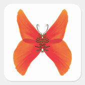 Sticker Carré Papillon rouge orange avec votre nom (Devant)