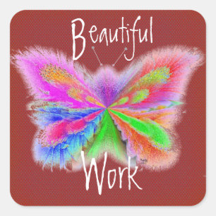 Sticker Carré Papillon rouge Polkadot