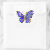 Sticker Carré Papillon saphir à fleurs (Sac)