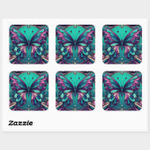 Sticker Carré Papillon sarcelle et violet (Feuille)