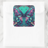 Sticker Carré Papillon sarcelle et violet (Sac)