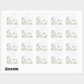 Sticker Carré Papillon vert de printemps Fleurs Baby Shower (Feuille)