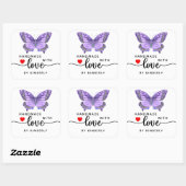 Sticker Carré Papillon violet fait main avec amour blanc (Feuille)
