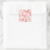 Sticker Carré Papillons Aquarelle Corail rose (Sac)