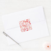 Sticker Carré Papillons Aquarelle Corail rose (Enveloppe)
