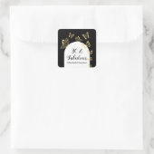 Sticker Carré Papillons Black Gold moderne Fabuleux anniversaire (Sac)