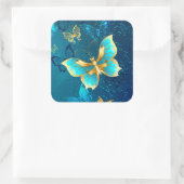 Sticker Carré Papillons d'or sur un Arrière - plan bleu (Sac)