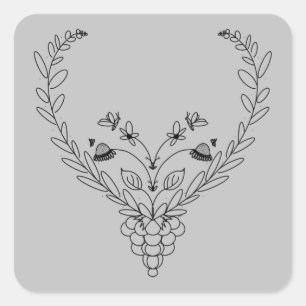 Sticker Carré Papillons et abeilles