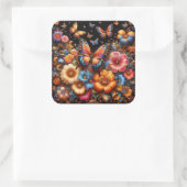 Sticker Carré Papillons et fleurs motif (Sac)