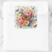 Sticker Carré Papillons et fleurs motif (Sac)