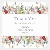 Sticker Carré Papillons Floraux Élégants Remerciements Enterreme (Devant)