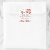 Sticker Carré Papillons floraux Merci rose (Sac)