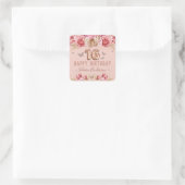Sticker Carré Papillons floraux rose joyeux 16e anniversaire (Sac)