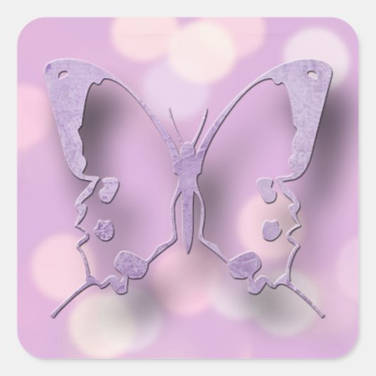 Sticker Carré Papillons lavande et violet (Devant)