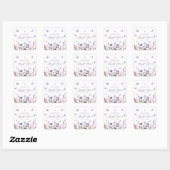 Sticker Carré Papillons Modernes  Fête de Mariage Florale Violet (Feuille)