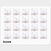 Sticker Carré Papillons modernes  Futur Violet Floral Madame (Feuille)