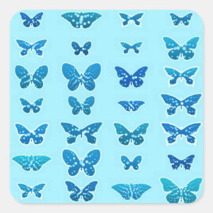 Sticker Carré Papillons mouchetés, Cobalt et Sky Blue