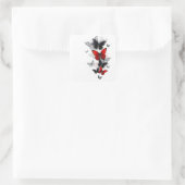 Sticker Carré Papillons noirs et rouges volants (Sac)