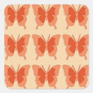 Sticker Carré Papillons, orange sur un arrière - plan pastel ora