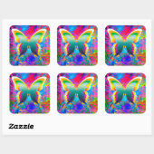 Sticker Carré Papillons psychédéliques (Feuille)