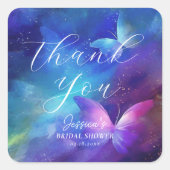 Sticker Carré Papillons romantiques Fête des mariées Merci (Devant)