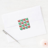 Sticker Carré Papillons rouges et verts