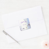 Sticker Carré Papillons violets Fleurs Merci Personnaliser (Enveloppe)