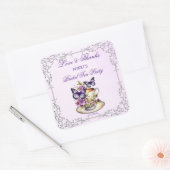 Sticker Carré Papillons violets thé de mariage victorien (Enveloppe)