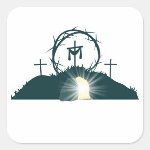 Sticker Carré Pâque chrétienne inspirant Jésus de Pâques