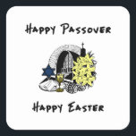 Sticker Carré Pâque interconfessionnelle et Pâques<br><div class="desc">Bonne Pâque interconfessionnelle et Pâques aux familles qui célèbrent à la fois les fêtes juives et de Pâques.</div>