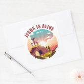 Sticker Carré Pâques chrétiennes Pâques Jésus Tombe vide & Croix (Enveloppe)