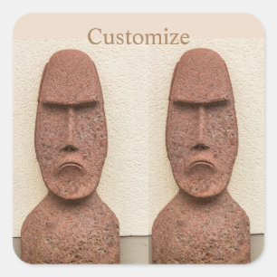 Sticker Carré Pâques Île Moai Head Thunder Cove