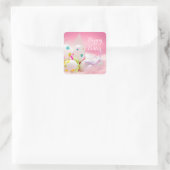 Sticker Carré Pâques - Jolies oeufs en rose (Sac)