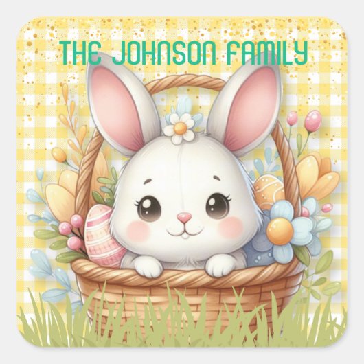 Sticker Carré Pâques joyeuses et dynamiques dans un arrière - pl (Devant)