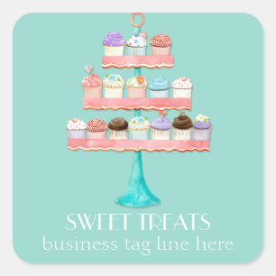Sticker Carré Paquet d'affaires Cupcake Dessert Baking Bakery