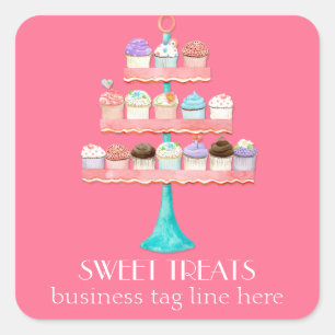 Sticker Carré Paquet d'affaires Cupcake Dessert Baking Bakery